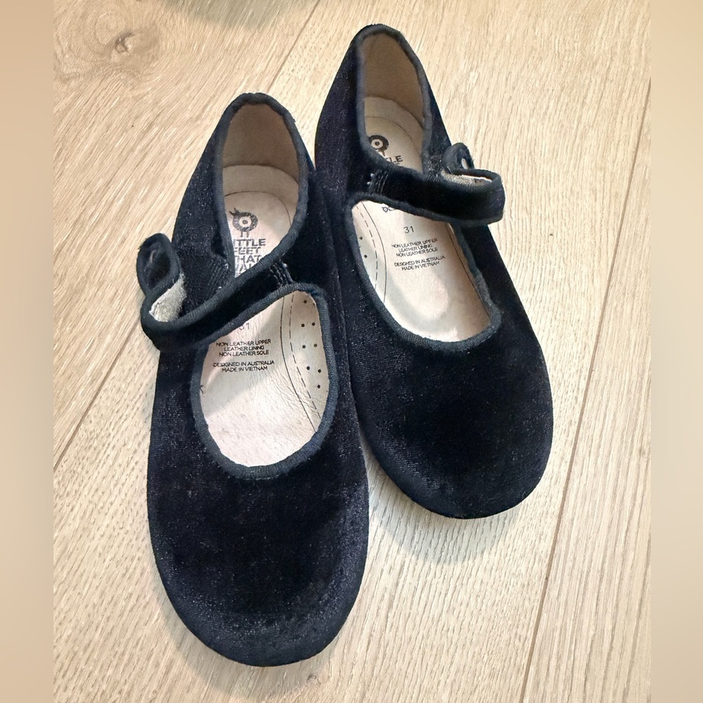 Old Soles Black Velvet Mary Jane Kids Dress Shoes